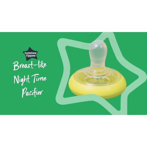 Tommee Tippee Breast like night pacifier, 0-6 months, pack of 2 pacifiers with breast-like shape and glow in the dark technology