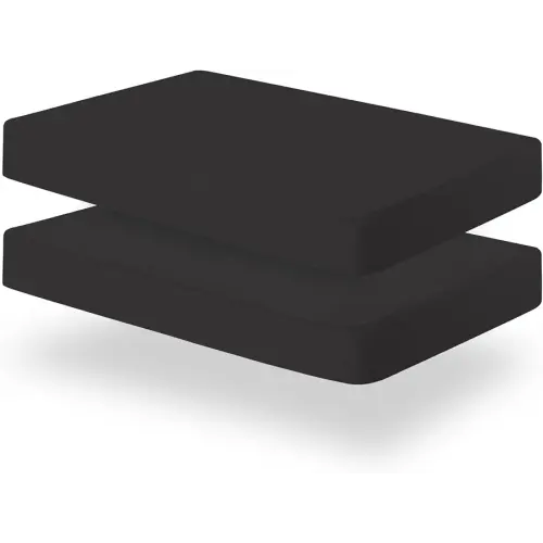 Biloban Pack and Play Sheets Fitted, 2 Pack Pack and Play Sheet Fits for Graco Pack n Play Mattress, Neutral Playard Sheets for Baby Boys and Girl, Black, 38”X 26”