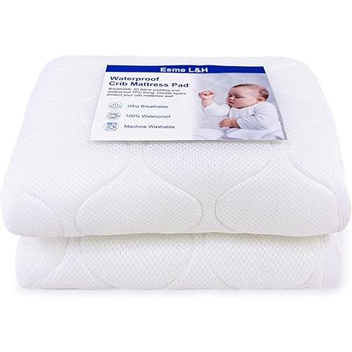 Luxurious Waterproof Crib Mattress Protector, Breathable 3-Layer 3D Mesh Fabric Crib Mattress Cover Pad, Breathable & Soft & Thick & Comfy, 52x28 in Fit for Standard Cribs & Toddler Bed, 1 Pack