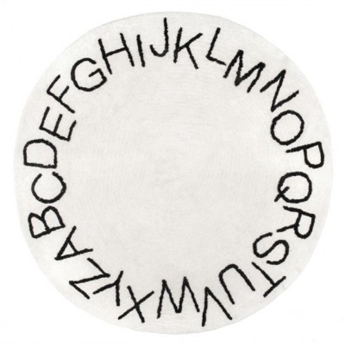 nuLOOM Kids Washable Round Alphabet Rug, Color: Ivory, Size: round 4'