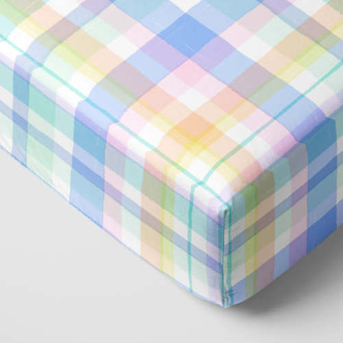 Pastel Plaid Fitted Crib Sheet