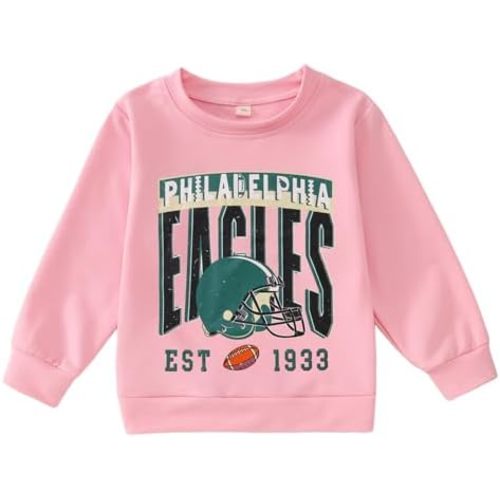 GLIGLITTR Toddler Girl Boy Football Sweatshirt Sundays are for The Birds Game Day Outfit Kids Football Fans Long Sleeve Shirt