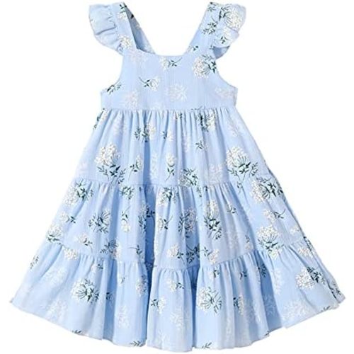 Kids Toddler Baby Girls Rainbow Dress Princess Sleeveless Beach Butterfly Sundress