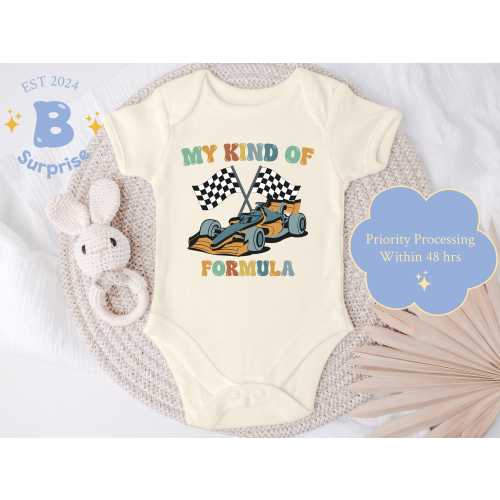 Funny Race Car Baby Onesie®: Checkered Flag Racing Design