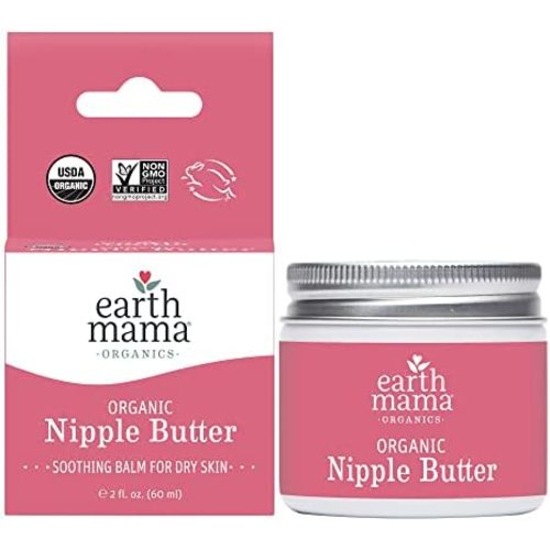 Organic Nipple Butter Breastfeeding Cream by Earth Mama | Lanolin-free, Safe for Nursing & Dry Skin, Non-GMO Project Verified, 2-Fluid Ounce (Packaging May Vary)
