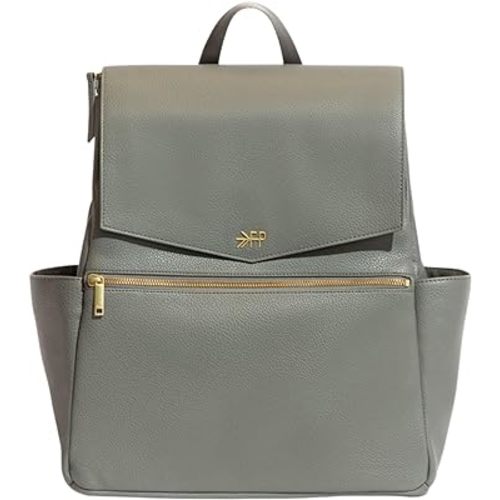 Freshly Picked Classic II Diaper Bag Backpack, Wipeable Vegan Leather Diaper Bag With Changing Pad, Convertible (Stone V2)
