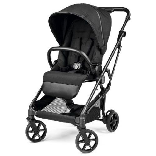 PEG Vivace Compact Lightweight Stroller - True Black: Adjustable Harness, Canopy, 5-Point Harness