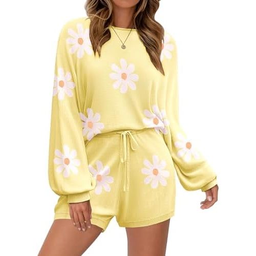 Ekouaer Knit Pajamas Set for Women Lounge Sets