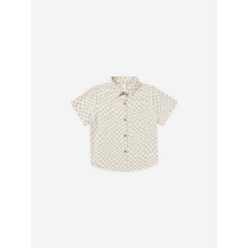Collared Short Sleeve Shirt || Dove Check