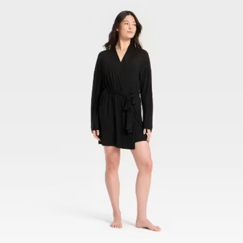 Women's Cloud Knit Robe - Auden™ Black M/L