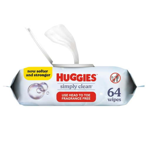 Huggies Simply Clean Baby Wet Wipers, Unscented, 1 Pack, 64 Total Count