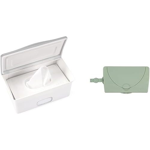 Ubbi Baby Wipes Dispensers with Weighted Plate, Portable On-The-Go Wipes Holder, Keeps Wipes Moist and Fresh, Fits Most Diaper Bags