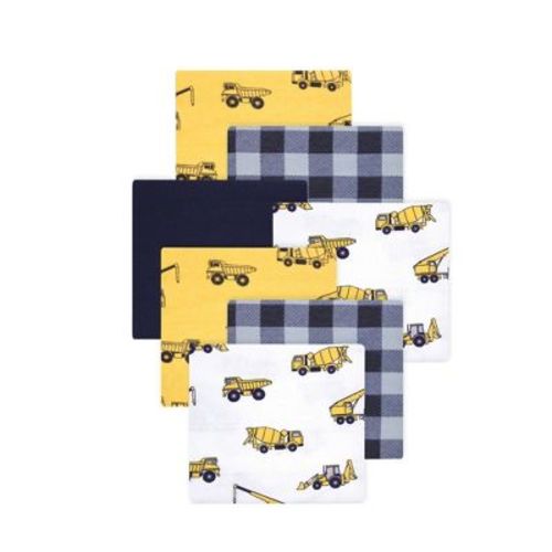 Little Treasure Hudson Baby Boys Cotton Poly Flannel Receiving Blankets Multipack, Yellow Construction, 30x30 inches