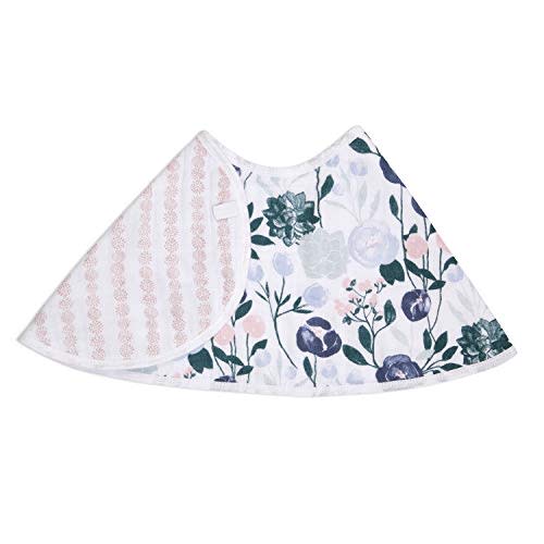 aden + anais Essentials Burpy Bib, 100% Cotton Muslin, Soft Absorbent 4 Layers, Multi-Use Burp Cloth and Bib, 22.5" X 11", Single, Flowers Bloom