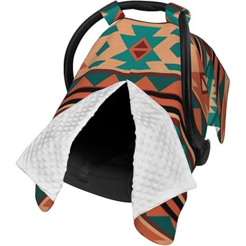 Southwest Tribal Pattern Turquoise 1 Baby Car Seat, Rain Shelter, Multifunctional Nursing Cover for Newborns, Mother Care, Breastfeeding