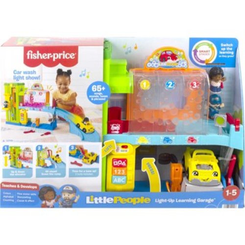 Fisher-Price Little People Toddler Playset with Figures & Toy Car, Light-up Learning Garage