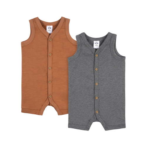 Gerber Baby Boy Short Leg Rompers, 2-Pack, Sizes 0/3 Months - 24 Months