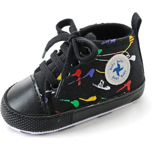 Newborn Baby Girls Boys Canvas Shoes Infant Soft Sole Slip On First Walkers Sneaker Toddler Flat Loafers High Top Crib Denim Unisex Moccasins Shoe