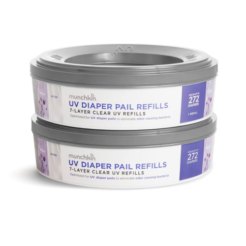 Munchkin® UV Diaper Pail Refill Rings, Holds up to 544 Newborn Diapers, 2 Pack
