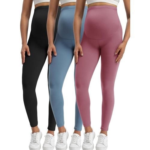 Buttergene Women's Maternity Leggings over The Belly Pregnancy Active Wear Workout Yoga Tights Pants
