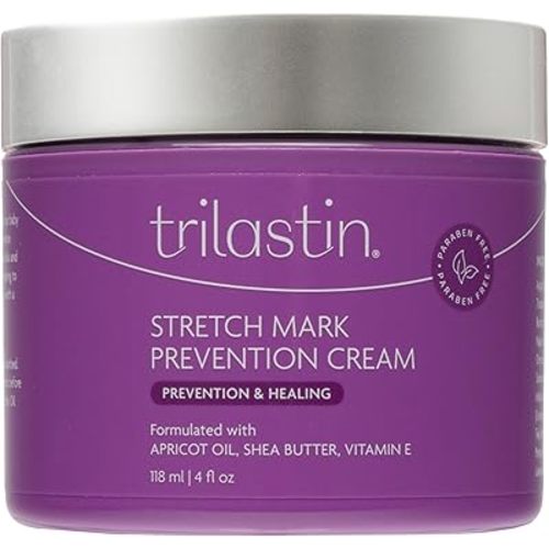 TriLASTIN Maternity Stretch Mark Prevention Cream - Paraben-Free, Hypoallergenic, and Safe for Pregnancy - Stretch Mark Formula for Pregnant Women - 4 Oz Belly Cream for Pregnant Women