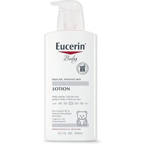 Eucerin Baby Body Lotion, Hypoallergenic and Fragrance Free Baby Lotion, Baby Moisturizer with Pro-Vitamin B5 and Shea Butter, 13.5 Fl Oz Bottle