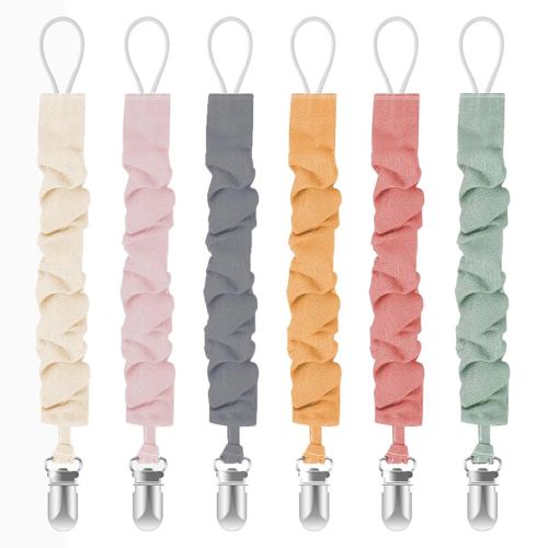 Pacifier Clips for Baby Boys and Girls, Pacifier Holders for Teething Relief and Baby Essentials, Safe for Newborns (6 Pack)