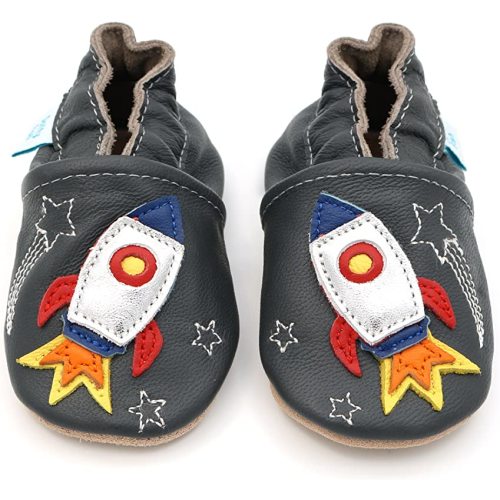 Dotty Fish Baby Shoes, Boys Soft Sole Leather Crib Shoes
