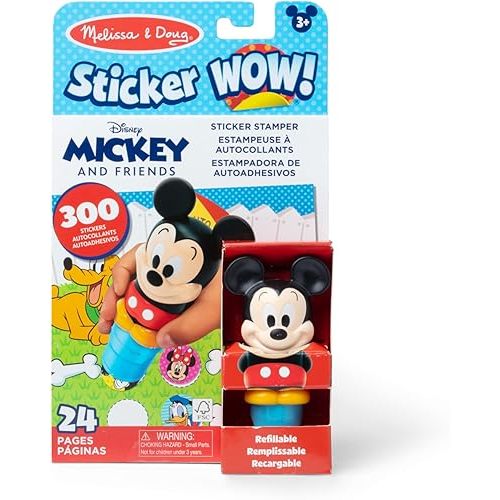 Melissa & Doug Sticker Wow!™ 24-Page Activity Pad and Sticker Stamper, 300 Stickers, Arts and Crafts Fidget Toy Collectible Character – Disney Mickey Mouse