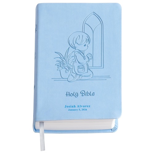 Personalized Precious Moments Bible - Religious Keepsake - For Kids - For Baptism - For Christening - ICB Version - Choose Blue or Pink