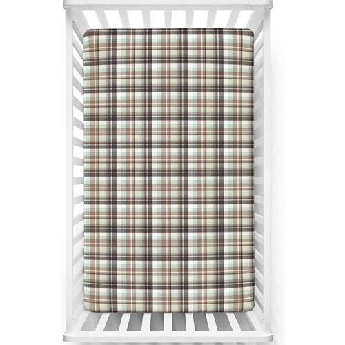 Brown Plaid Themed Fitted Mini Crib Sheets,Portable Mini Crib Sheets Toddler Bed Mattress Sheets-Crib Mattress Sheet or Toddler Bed Sheet, 24“ x38“,Multicolor