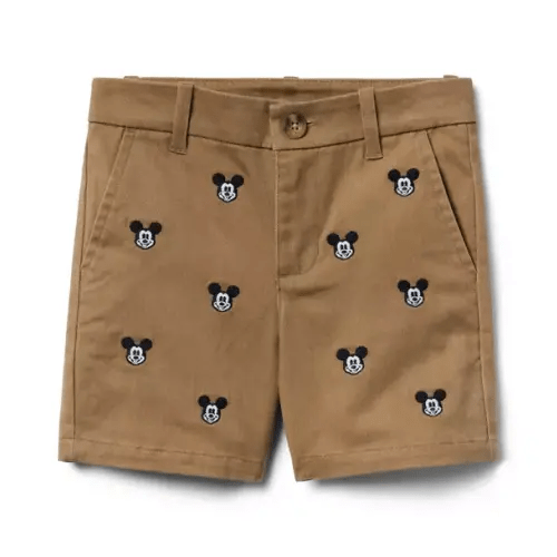 Boy Dark Khaki Mickey Mouse Disney Mickey Mouse Embroidered Twill Short by Janie and Jack