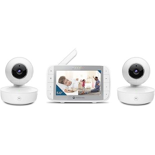 Motorola Nursery VM36XL 2-Camera Video Baby Monitor, 480x272p, 1000ft Range, 5" Screen, 2-Way Audio, Pan/Tilt/Zoom, Sensor, Lullabies, Night Vision