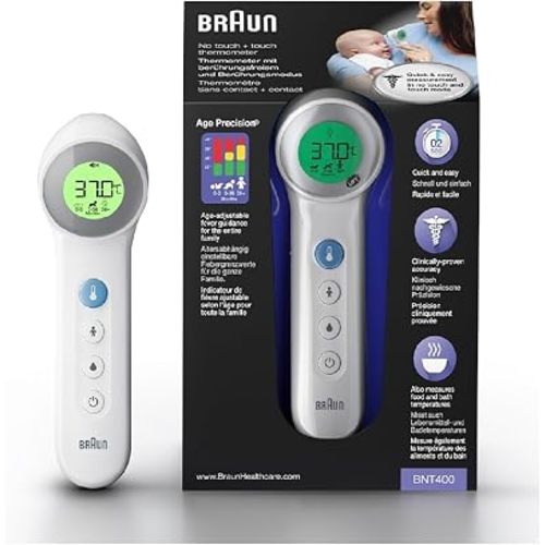 Braun BNT400EE No Touch + Touch Thermometer with Age Accuracy