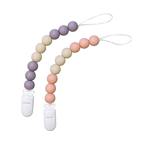2 Pack Silicone Pacifier Clips, One Piece Design Teething Pacifier Holder Clip, Neutral Baby Paci Clips Boys & Girls, Binky Clips Pacifier Straps Chain for Toys Teethers