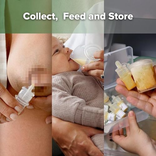 haakaa Colostrum Collector Kit 2ml/6pcs & Lidded Feeding Cup 25ml - Collect, Store & Feed Colostrum Ready-to-Use Pack, Reusable Colostrum Syringes Set for Liquid Gold