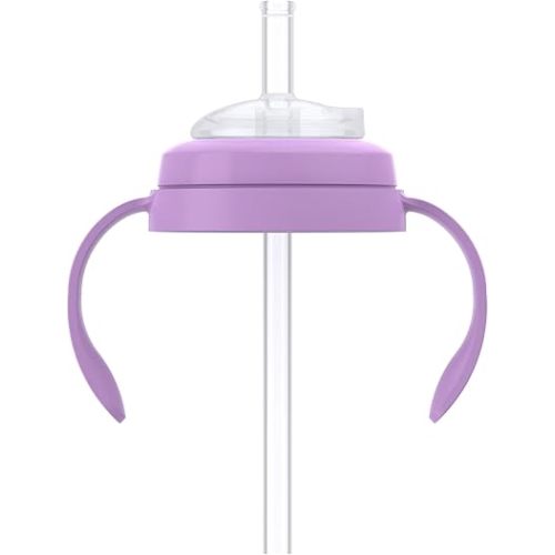 Quark BuubiBottle SipKit Bottle to Sippy Cup Transition Kit - Includes Grip Collar with Handles, Silicone Straw, & Leak-Proof Straw Top - Dishwasher Safe - BPA-Free, PVC-Free, Toxin-Free – Purple