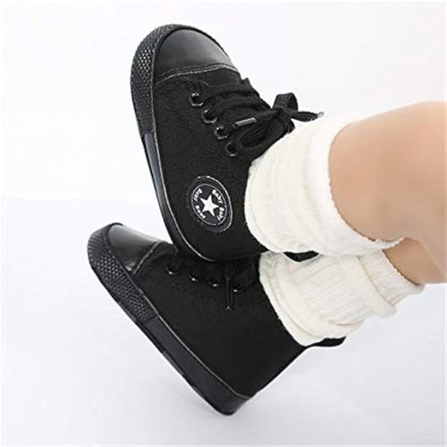 Meckior Baby Girls Boys Canvas Sneakers Soft Sole High-Top Ankle Infant First Walkers Crib Shoes