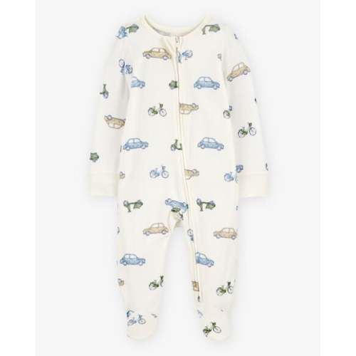 Baby Boy Car Print 2-Way Zip PurelySoft Sleep & Play Pajamas - Ivory - Carter's | Carter's- 6M