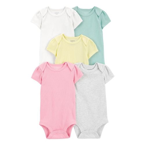 Baby Girl Carter's 5-Pack Short Sleeve Ribbed Bodysuits Newborn