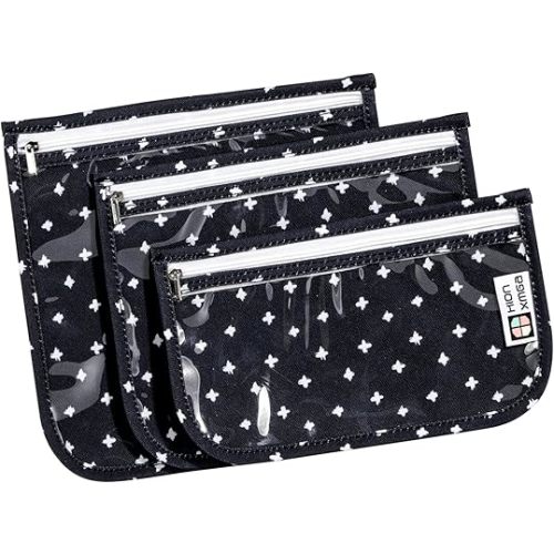 TSA Approved Toiletry Bag, Set of 3 Clear Travel Toiletry Bag Quart Size Zipper Travel Pouch, Waterproof Makeup Cosmetic Bag for Women Men Kids Toiletries Carry on, Plus