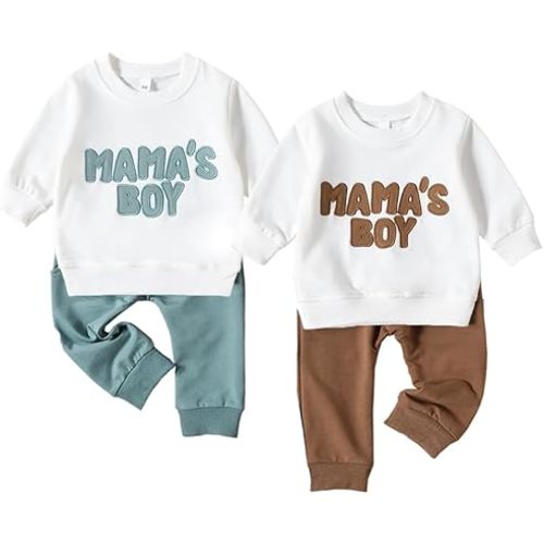 Toddler Baby Boy Clothes Set - Long Sleeve Pullover & Jogger Pants Casual 4 Piece Outfit for Infant Boys