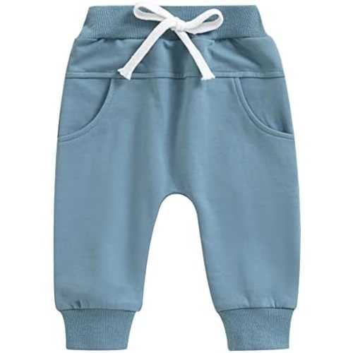 Mubineo Toddler Baby Boy Girl Infant Basic Plain Sweatpants Comfy Cotton Pants with Pockets