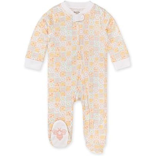 Burt's Bees Baby Girls Footed One-Piece Pajamas, Sleep and Play Loose Fit, 100% Organic Cotton, Sizes NB to 6-9 Months