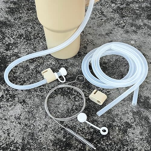 MIMORE Extra Long Silicone Straws - 35" Extendable Reusable Silicone Straws with Straw Cover - Compatible with Stanley 40 & 30 oz Tumblers - Flexible & Straw Cleaner