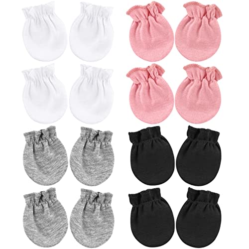 BQUBO Newborn Infant Toddler Mittens No Scratch Cotton Elastic Wrist Gloves Hypoallergenic for 0-6 Months Baby Boys Girls