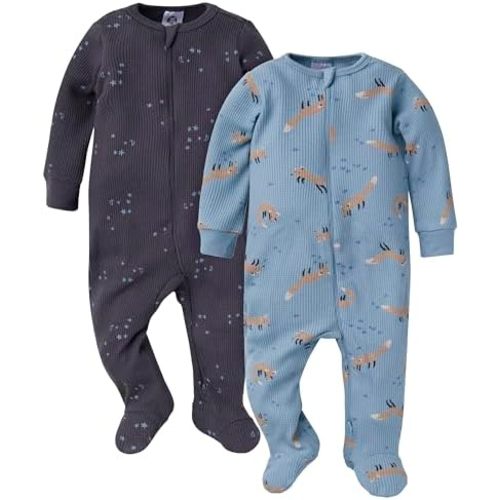 Gerber Unisex Baby 2-pack 2-way Zip Thermal Footed Sleep 'N Play