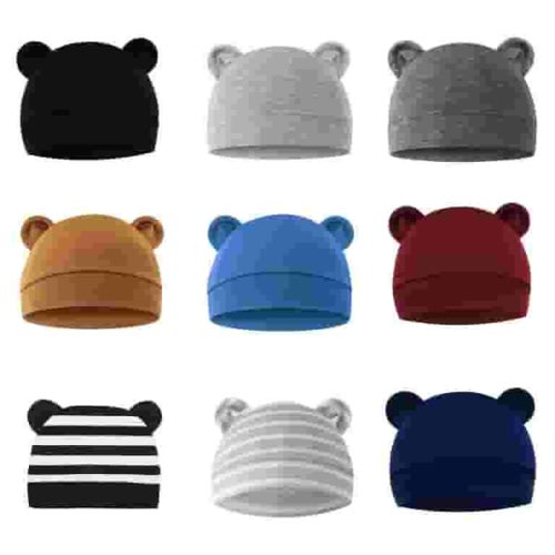 EnJoCho 9 Pcs Different Color Baby Cartoon Bear Ears Caps Toddler Boy Girl Hats Caps For 0 3 Months Baby Kids Super Adorable Head Wear Gifts