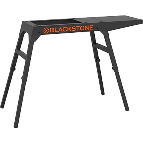 BLACKSTONE 5013 Collapsible 17” and 22” Tabletop Griddle Stand with Adjustable Legs and a Removable Side Shelf, Powder Coated Steel, Black