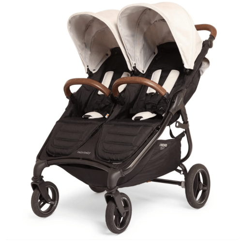 Valco Baby Trend Duo Sport Side by Side Double Stroller - Cloud / Brown Leatherette